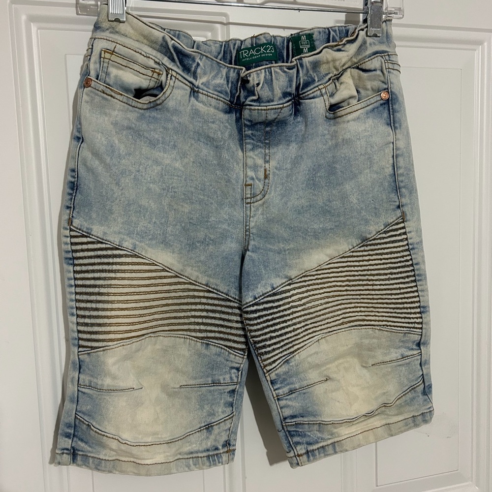Trac Denim Shorts with Striped Detail